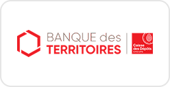 Logo Banque des Territoires avec l'emblème rouge de la Caisse des Dépôts.