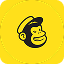Logo de Mailchimp représentant une tête de chimpanzé souriante portant un chapeau d'agent postal.