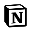 Logo de Notion avec un cube noir contenant la lettre N blanche sur un fond blanc.